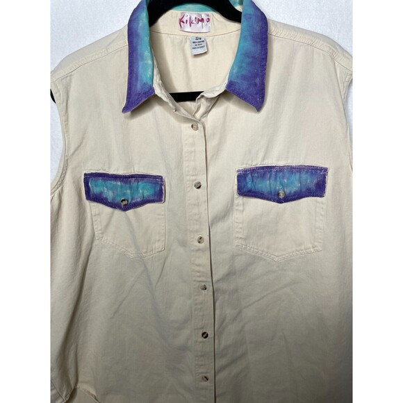 Kikomo Women Vest 22W/22M All over Back Painted Off White Jean Trendy  90's - Picture 4 of 8